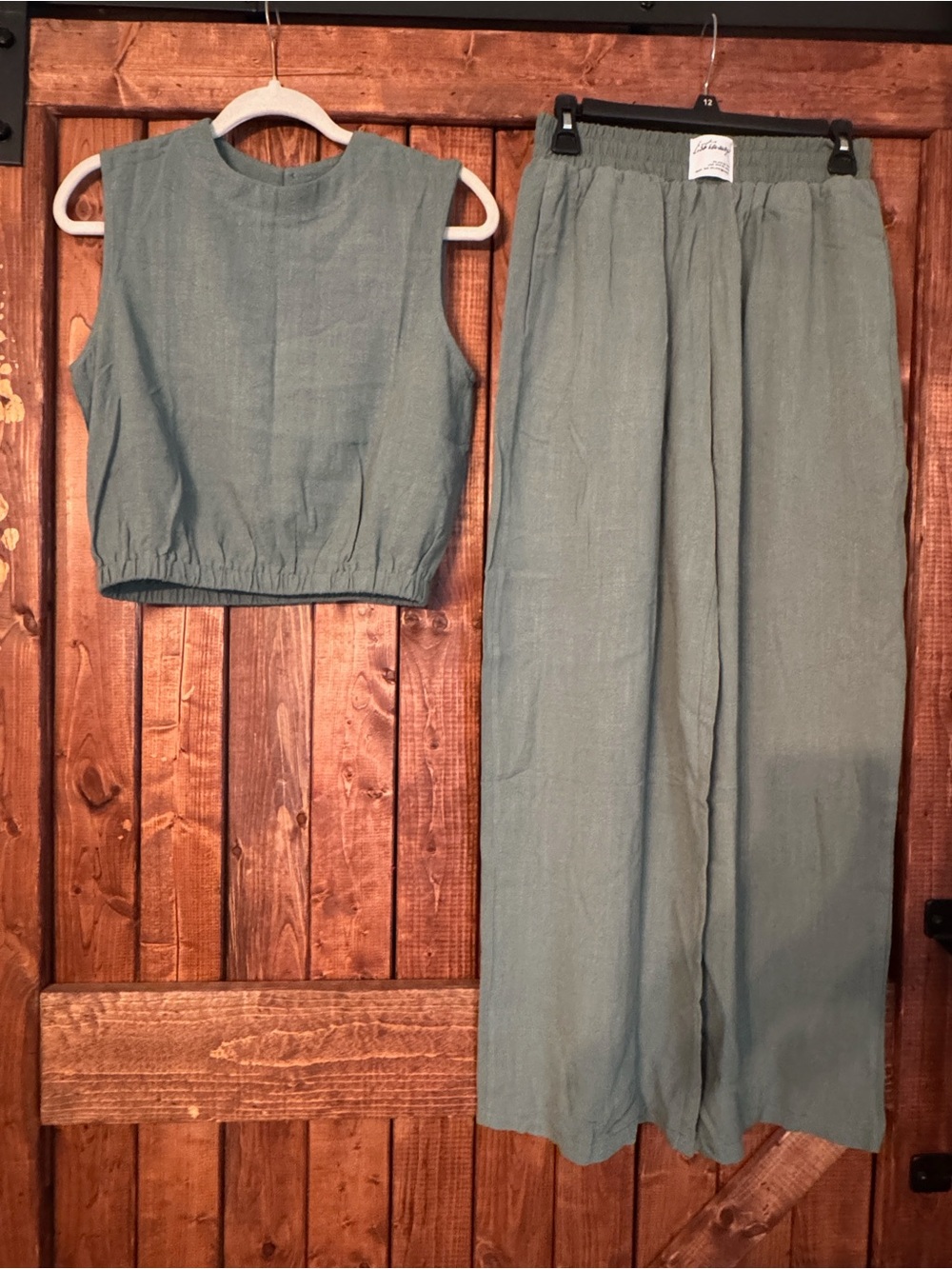 Classic High-Waist Wide-Leg Pants in Sage Green - Unbranded